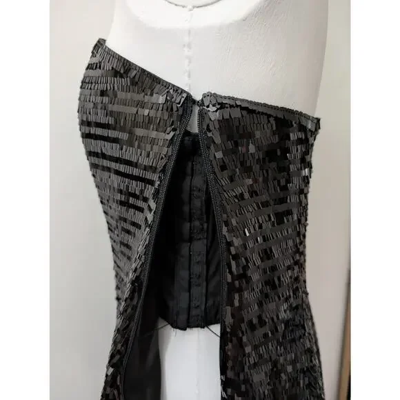 A.L.C. Elsie Strapless Sequin Satin Mini Dress - Black - Picture 8 of 16